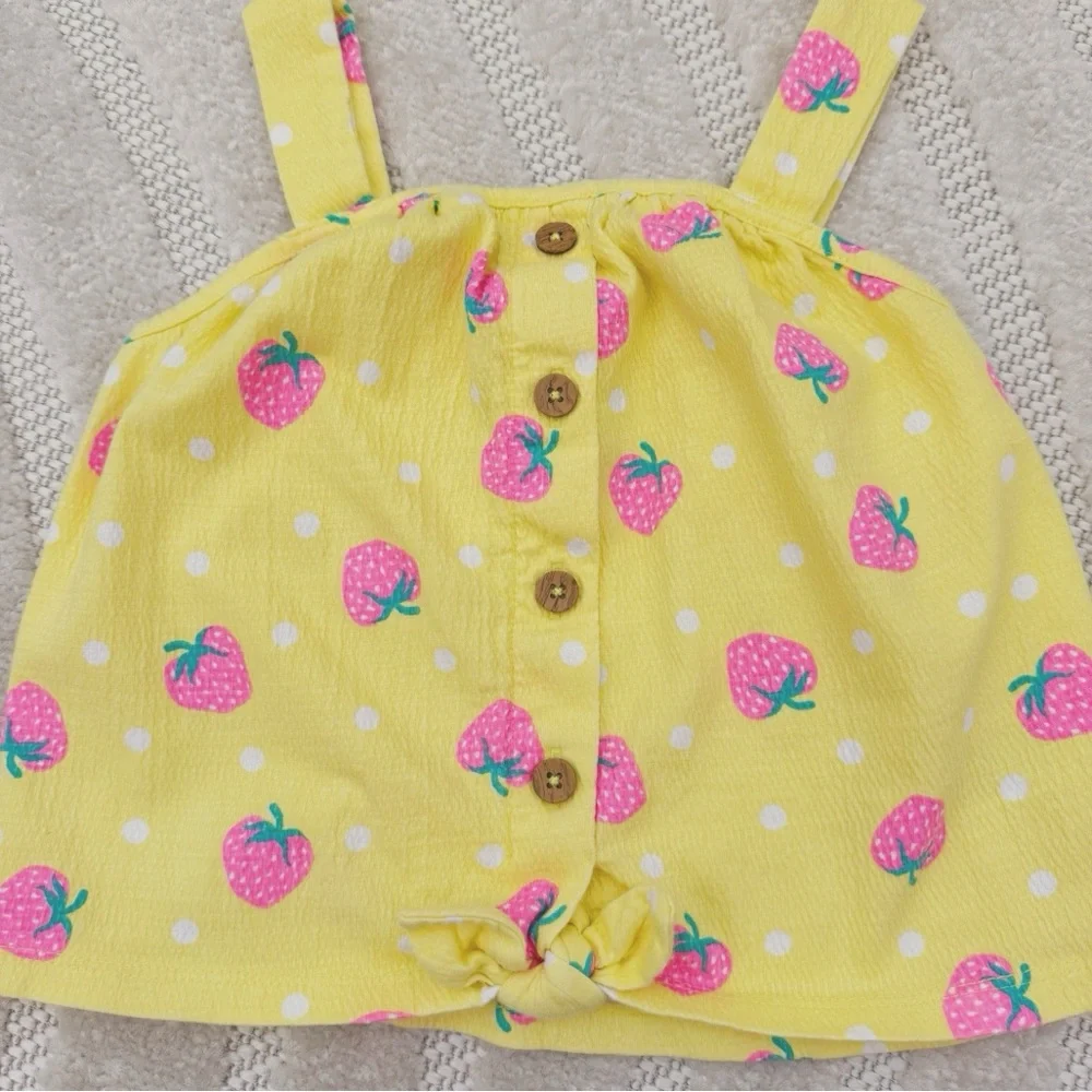 Cynthia Rowley, girls summer set, yellow with strawberries, size 5-6